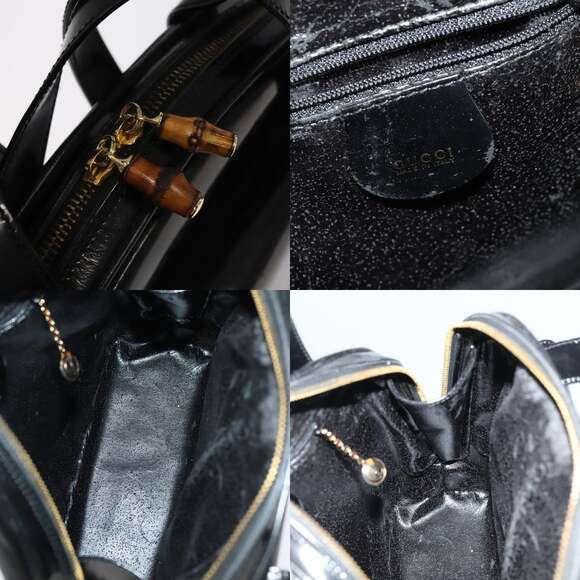GUCCI Bamboo Shoulder Bag Enamel Black Gold 001 1075 1650 0 - Picture 11 of 12